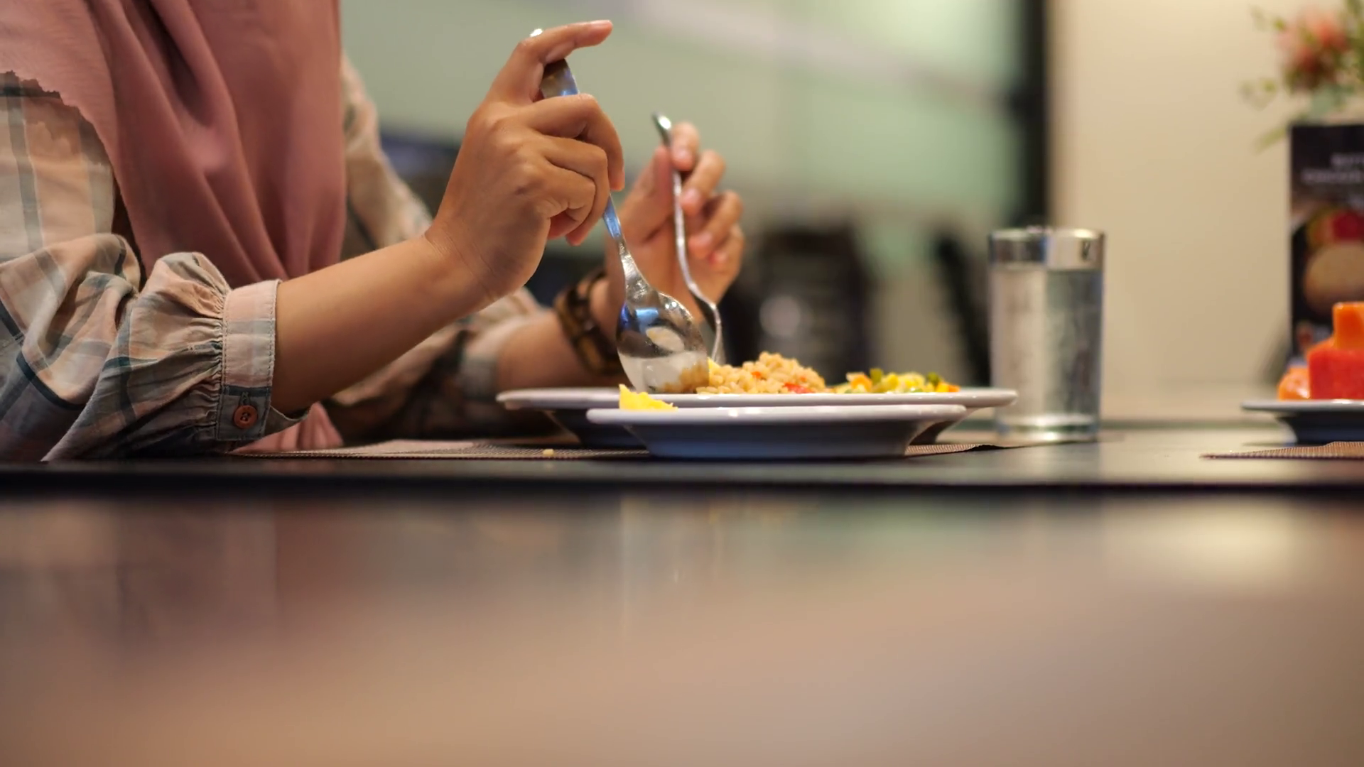 An Indonesian Woman Eating Fried Rice Nasi Stock Footage SBV-348715236 ...