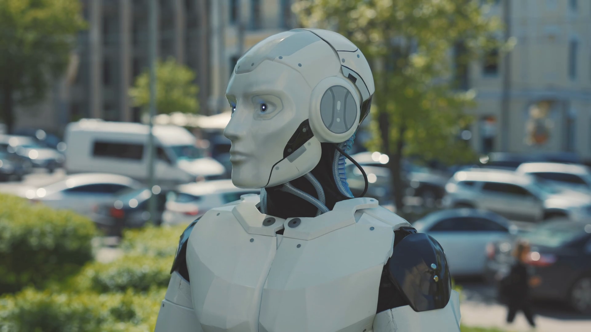 Automated Android Robot Standing On Modern Stock Footage SBV-352184885 ...