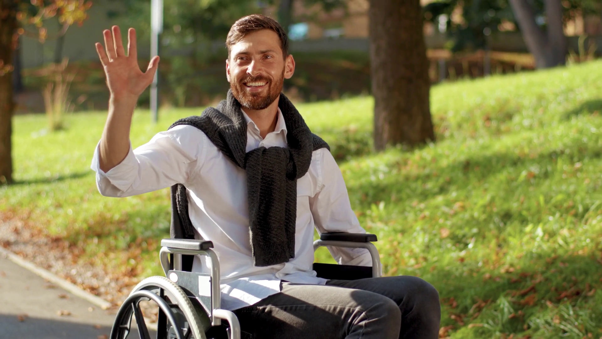 Portrait Of Happy Handsome Disabled Man Stock Footage SBV-352215930 ...