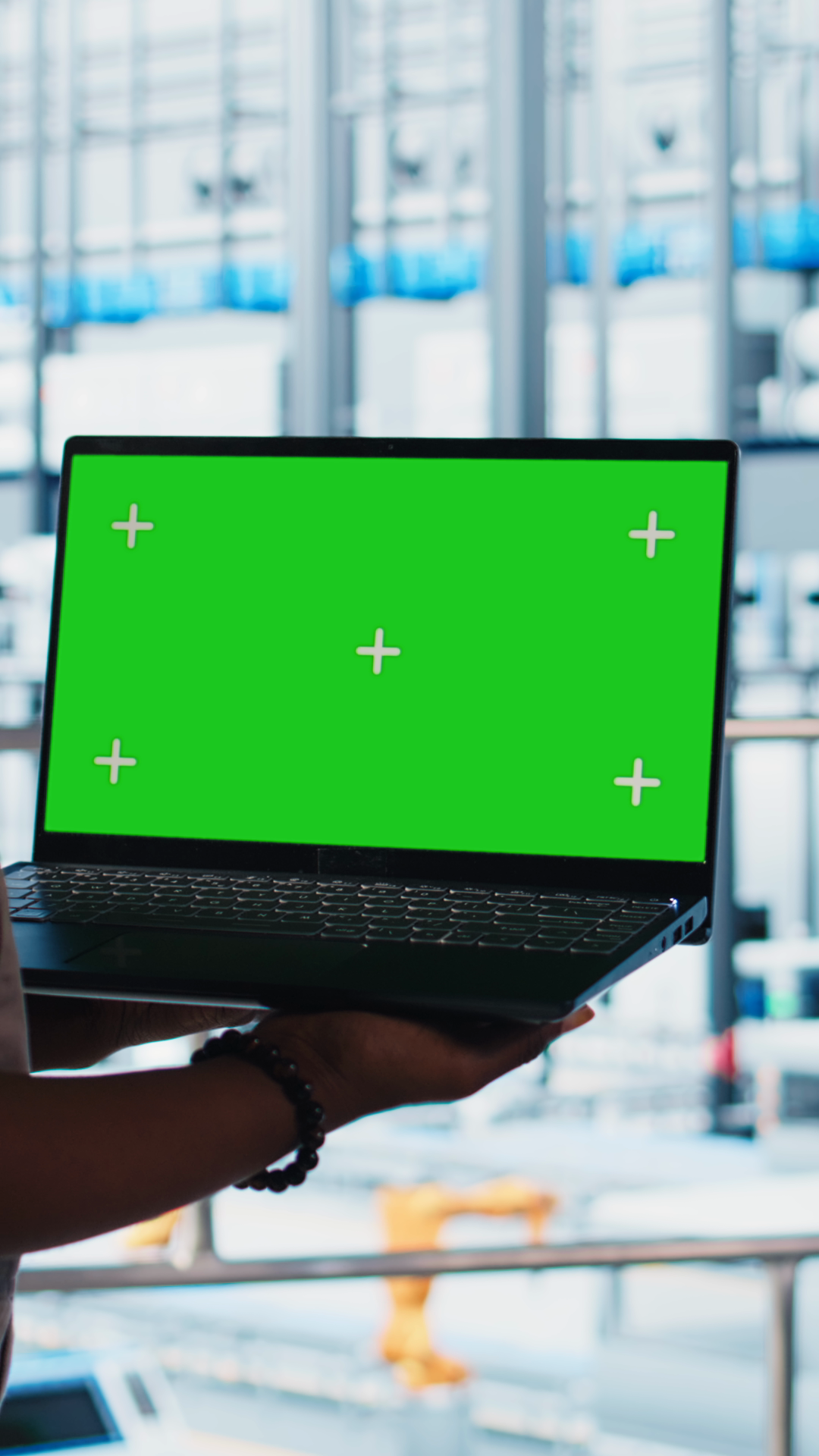 Vertical Video Worker Using Green Screen Stock Footage SBV-353261110 ...