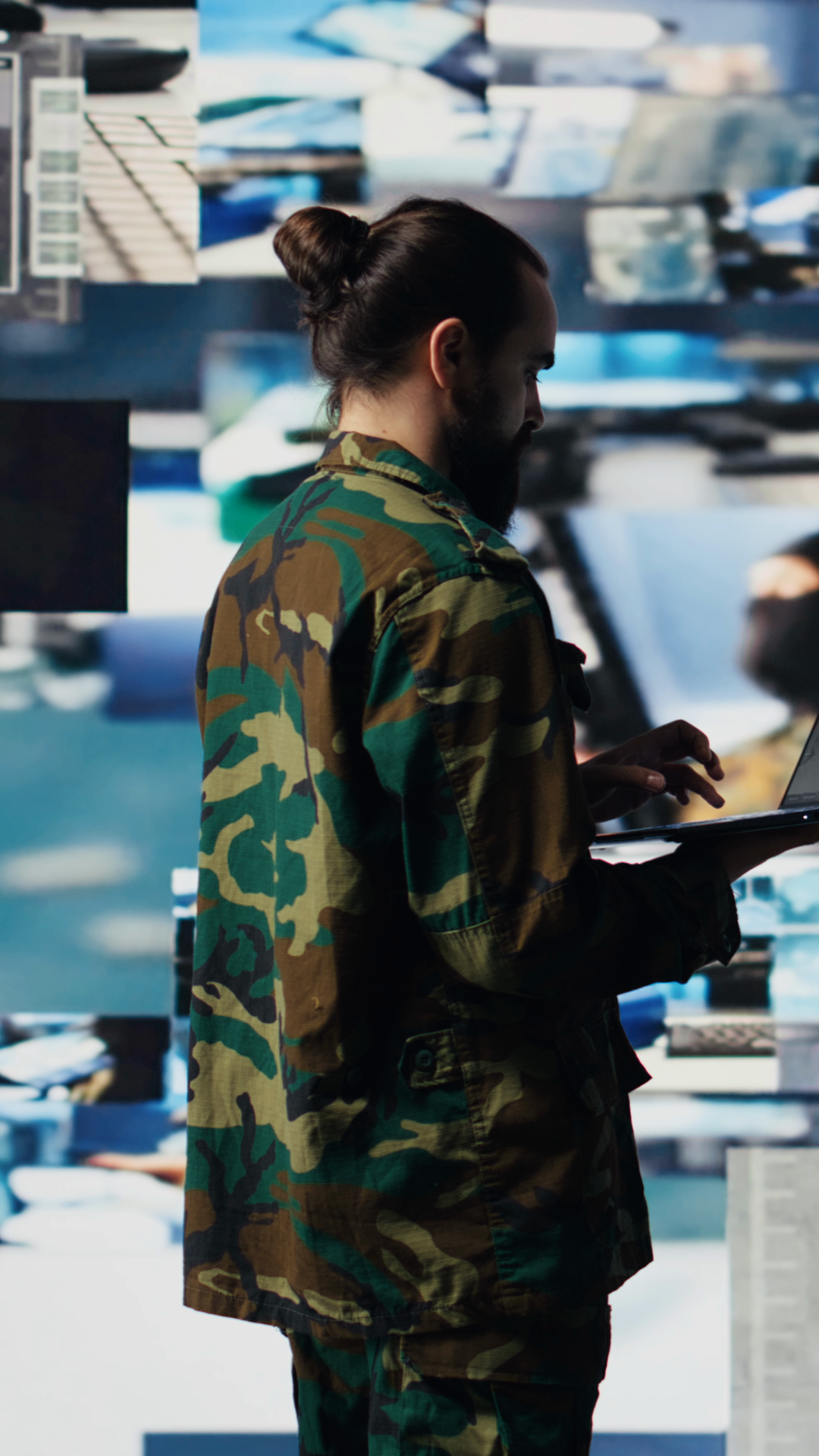 Vertical Video Military Officer Reviewing Stock Footage SBV-353184668 ...