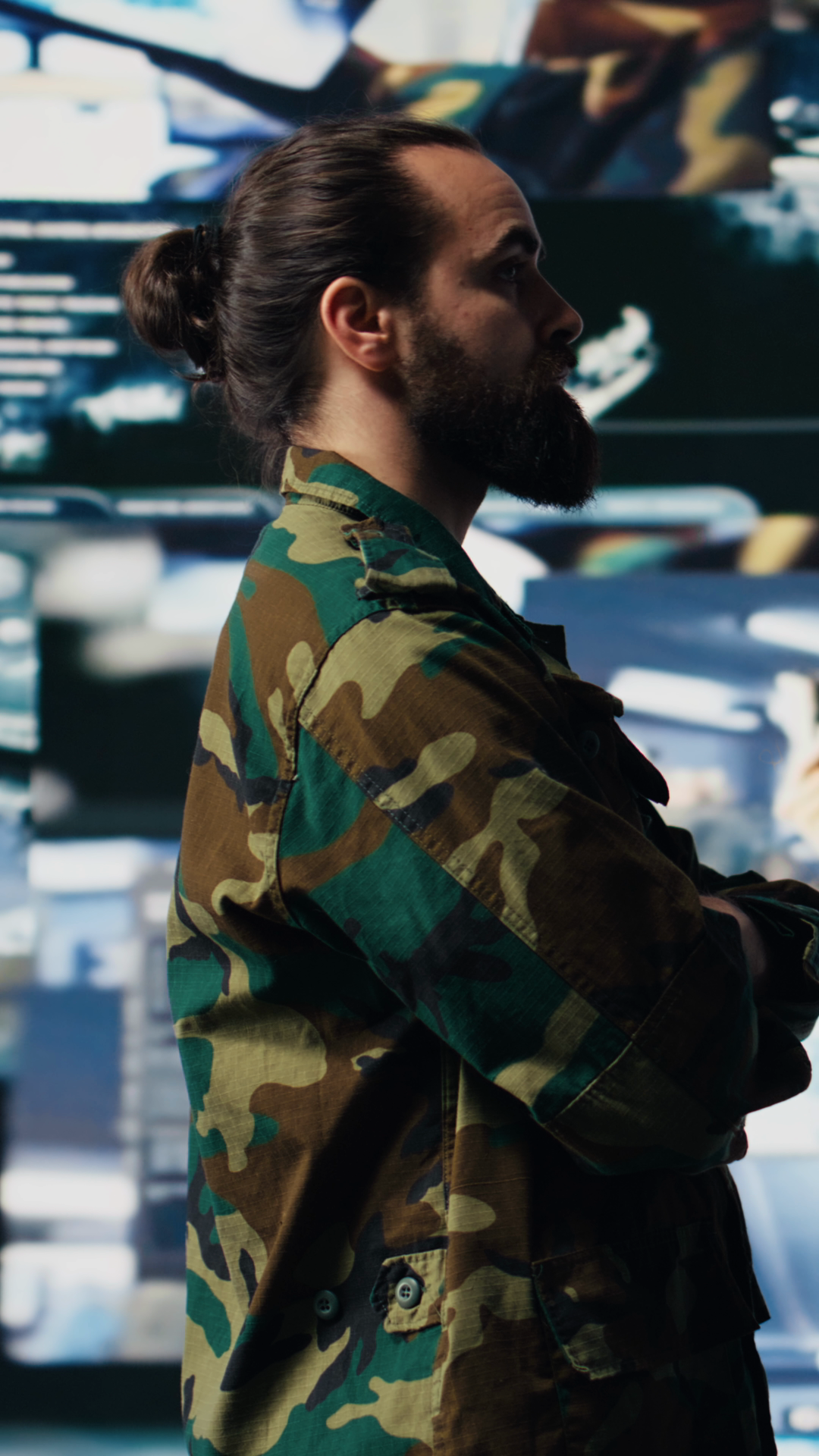 Vertical Video Young Soldier Working In Stock Footage SBV-353184663 ...
