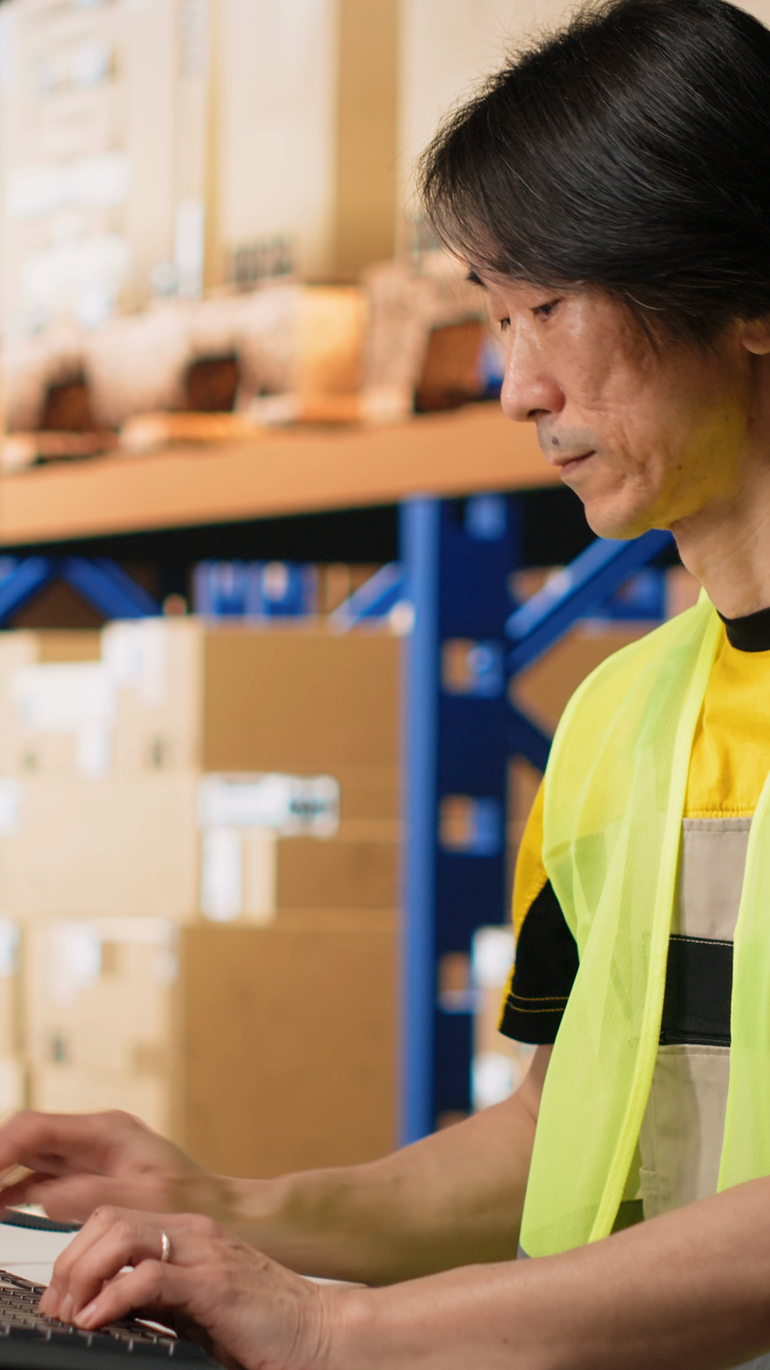 Vertical Video Asian Employee Scanning Stock Footage SBV-353219760 ...