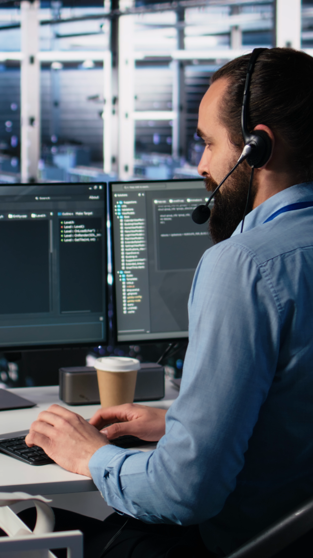 Vertical Video Data Center Admin Using Ai Stock Footage SBV-353258061 ...