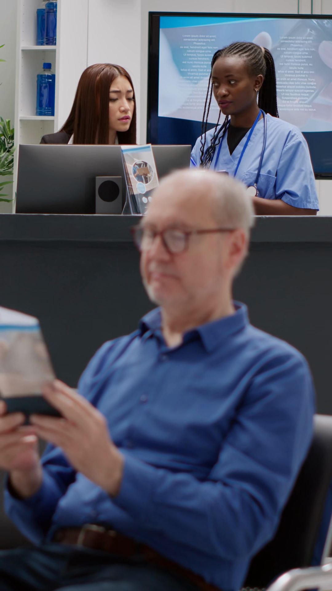 Vertical Video: Asian Receptionist African Stock Footage SBV-353658036 ...