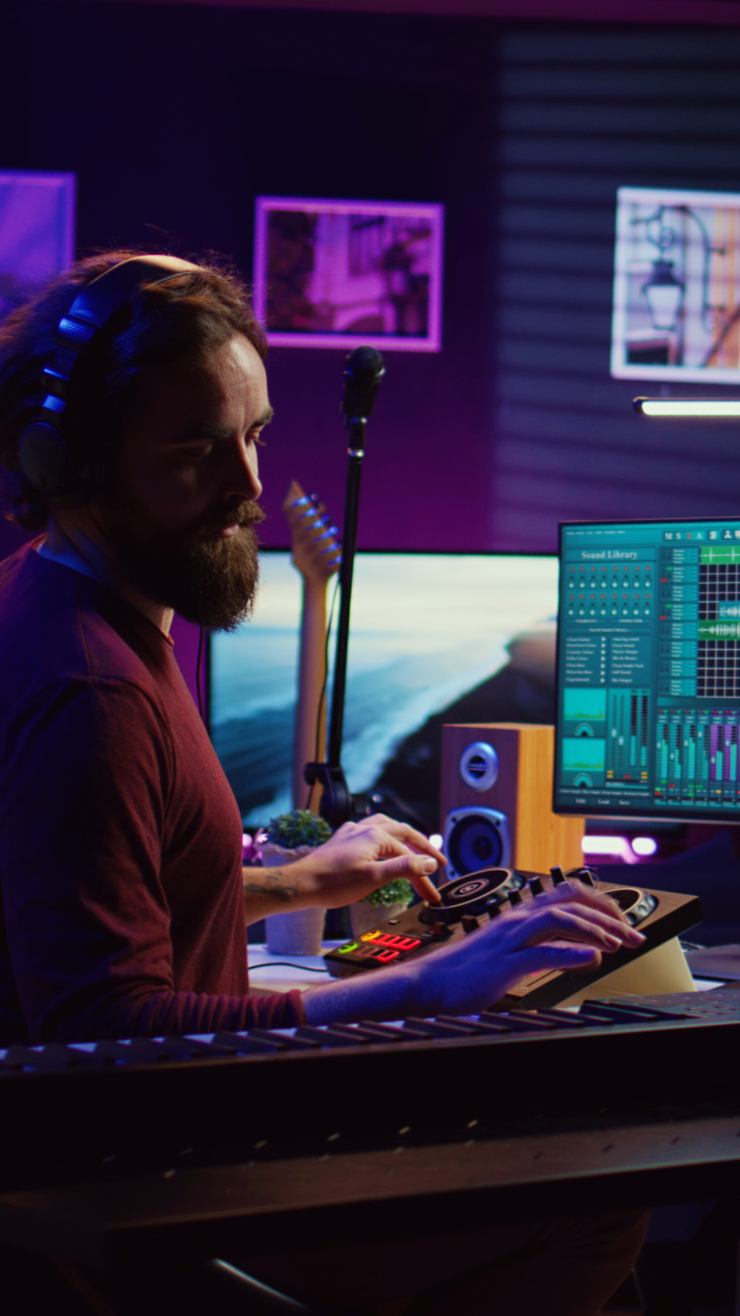 Vertical Video Audio Engineer Working With Stock Footage SBV-353458916 ...