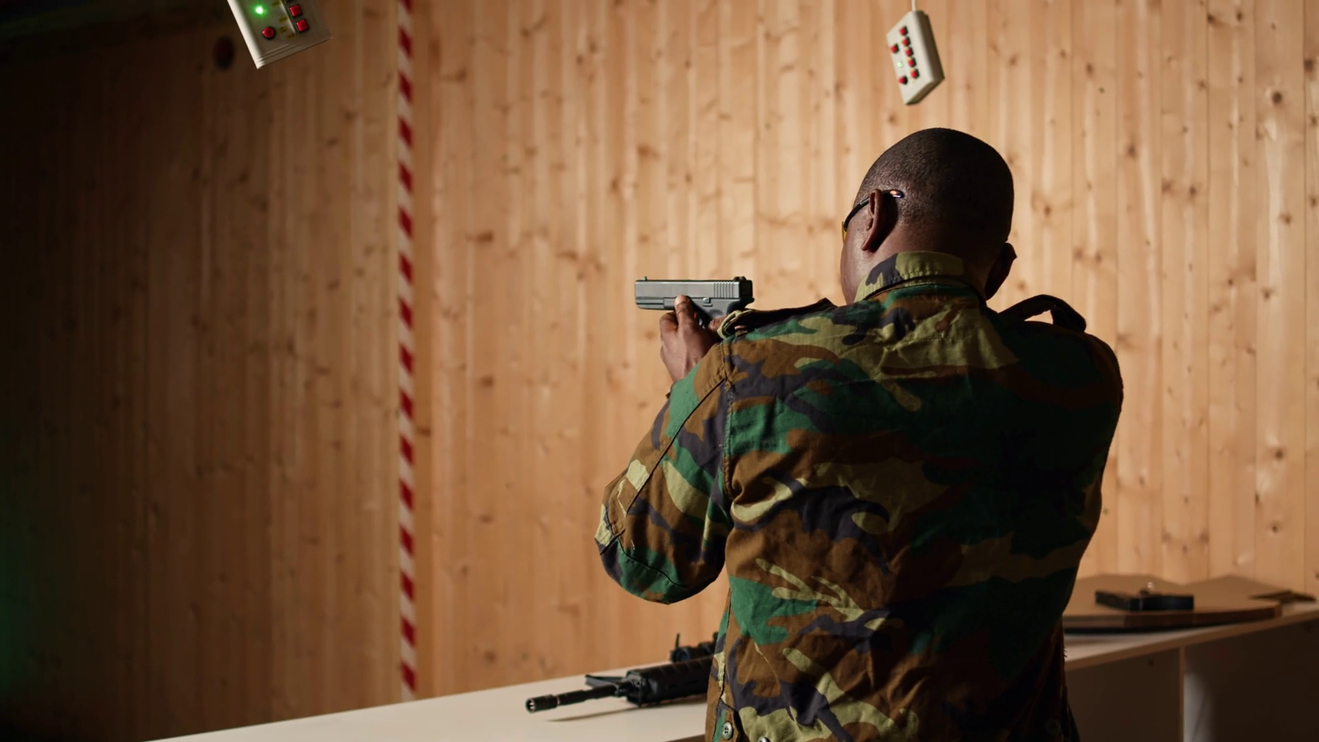Soldier In Shooting Range Reloads Pistol Stock Footage SBV-351779765 ...