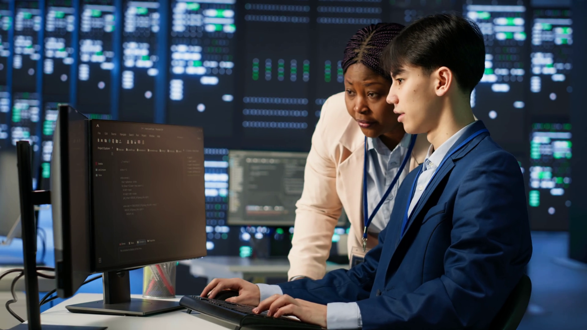 Data Center Manager Teaching Intern To Stock Footage SBV-351845531 ...