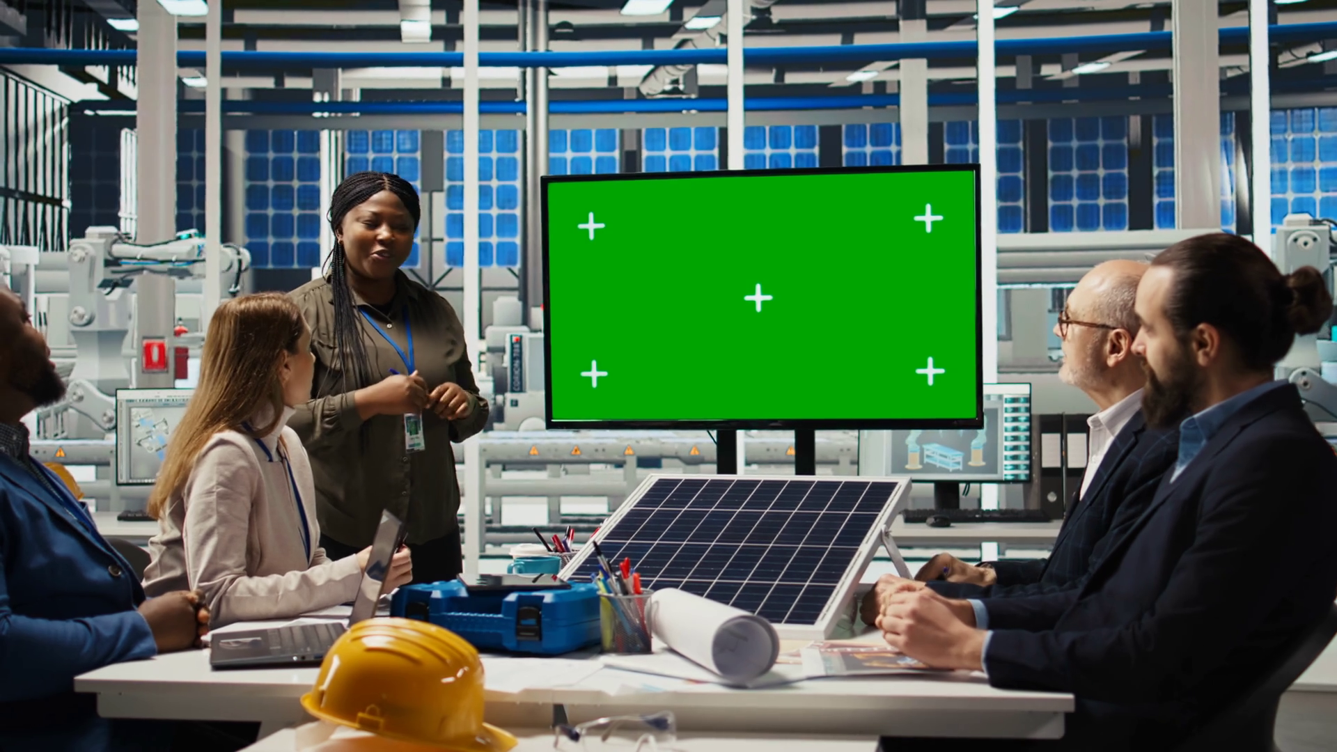 Solar Panels Plant Manager Uses Isolated Stock Footage SBV-351936516 ...