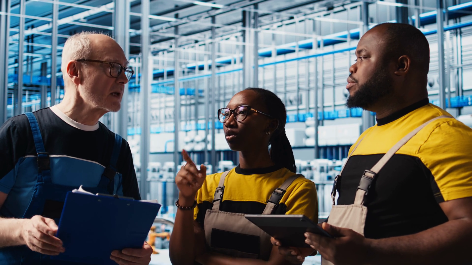 Smart Factory Team Leader Talking With Stock Footage SBV-351973935 ...