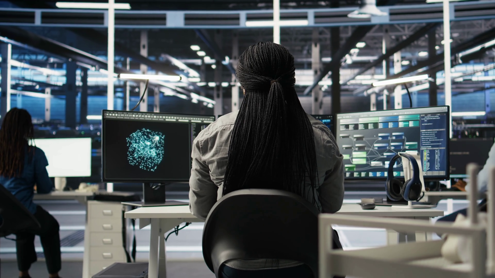 Data Center Worker Applies Deep Learning Stock Footage SBV-352103991 ...