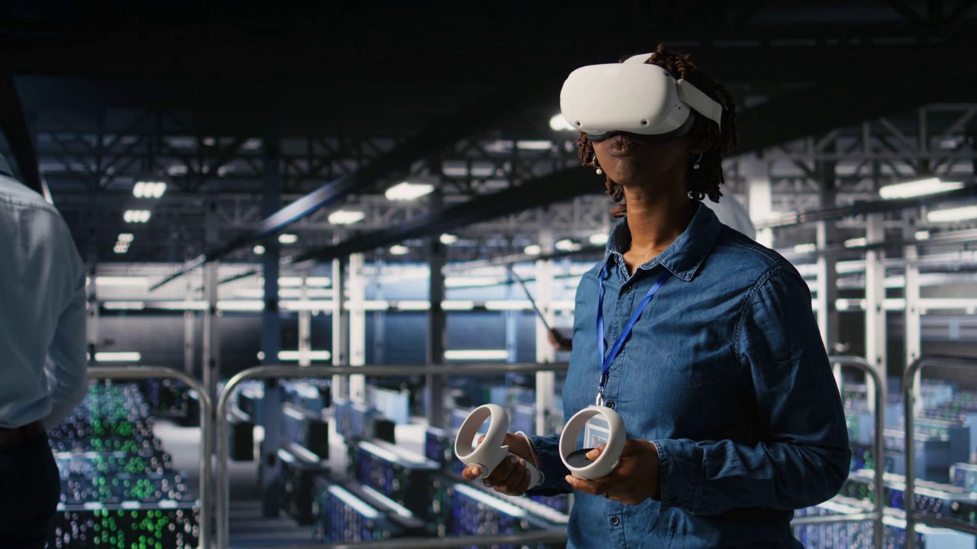 Data Center Programmer Using Virtual Reality Stock Footage SBV ...