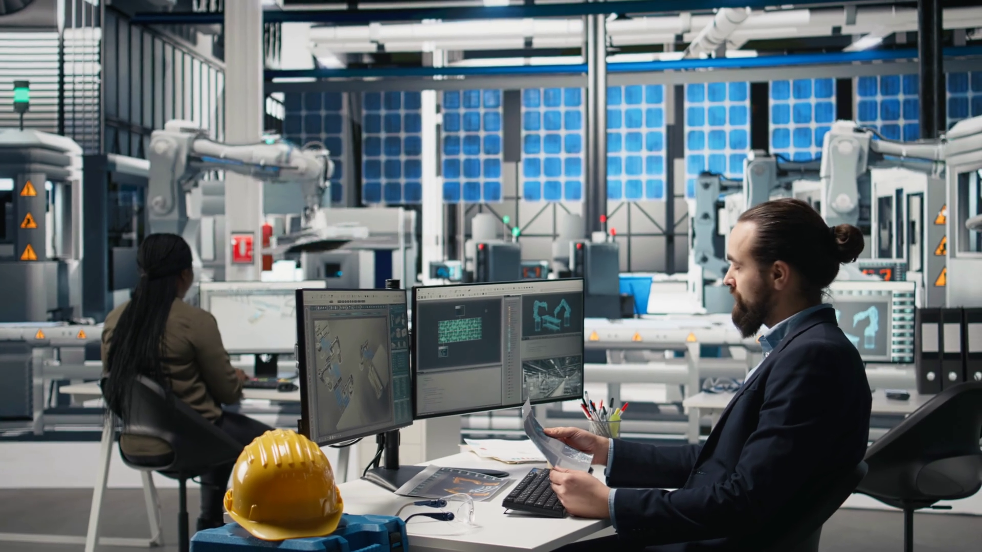 Male Industrial Expert Monitoring High Tech Stock Footage SBV-352345119 ...
