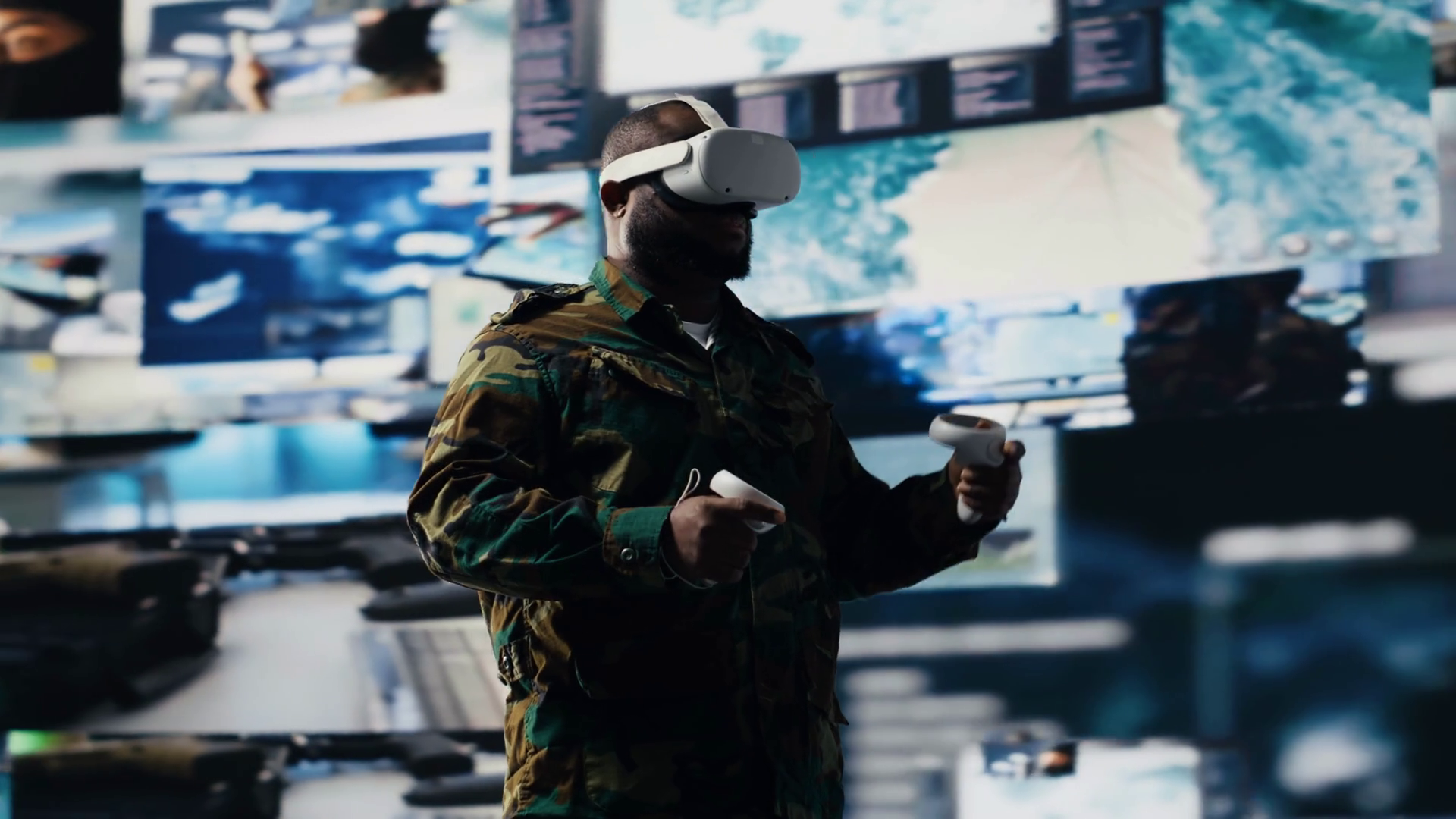 African American Soldier Uses Virtual Stock Footage SBV-352394022 ...