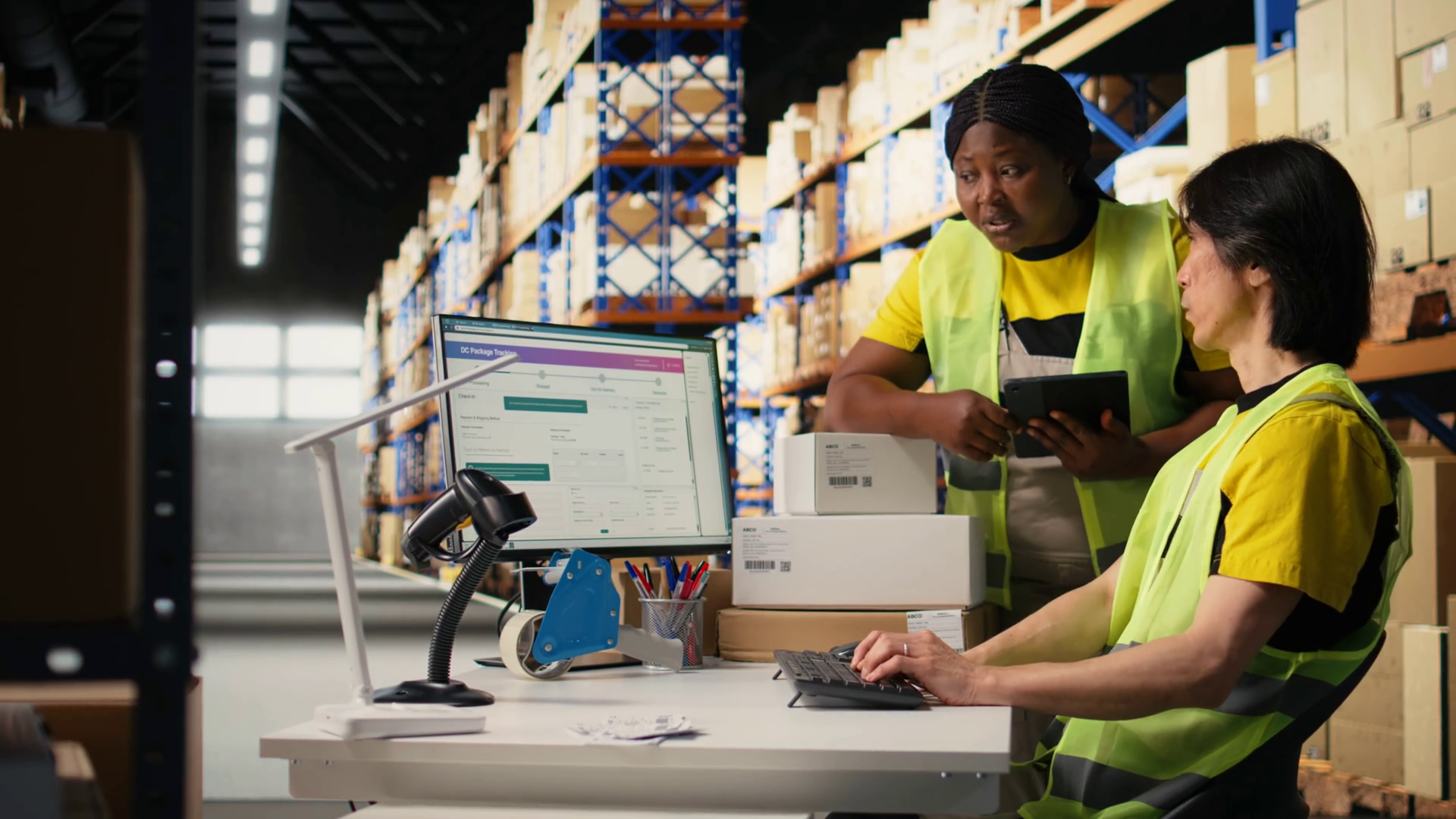 Depot Coworkers Processing Orders Preparing Stock Footage SBV-352475763 ...