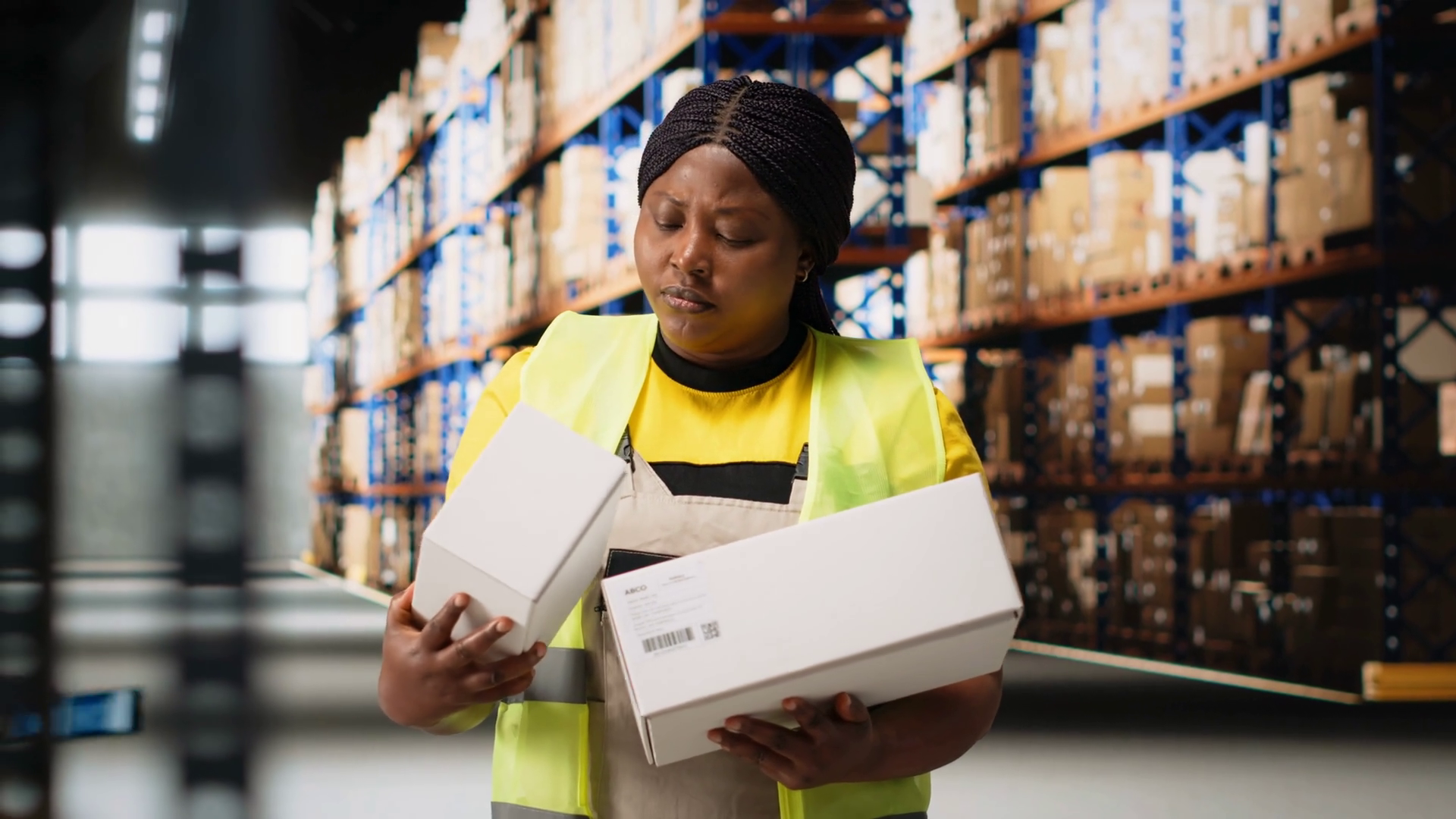 Portrait Of African American Worker Checking Stock Footage SBV ...