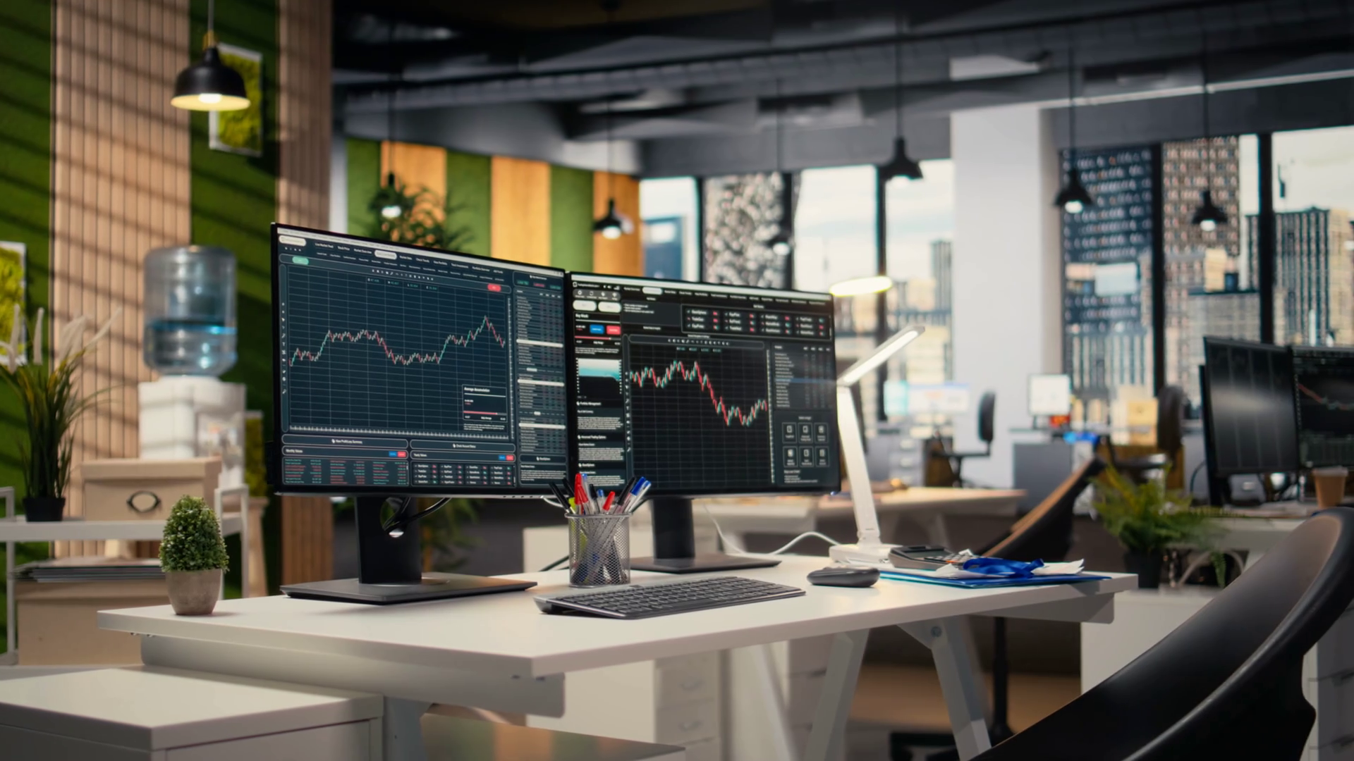 Pc Monitors Displaying Stock Market Stock Footage SBV-352647747 ...