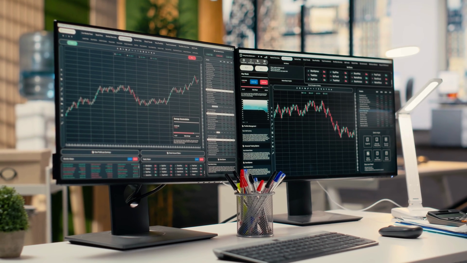Pc Monitors Displaying Stock Market Stock Footage SBV-352644100 ...