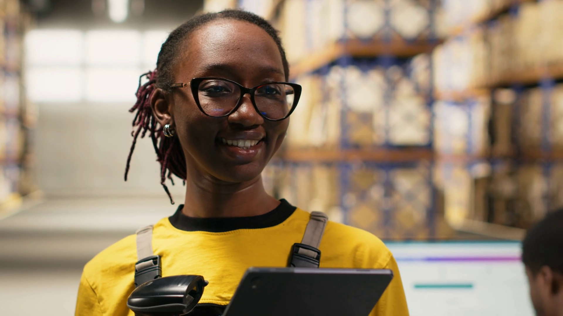 Employee Using Barcode Scanner On Cardboard Stock Footage SBV-352690983 ...