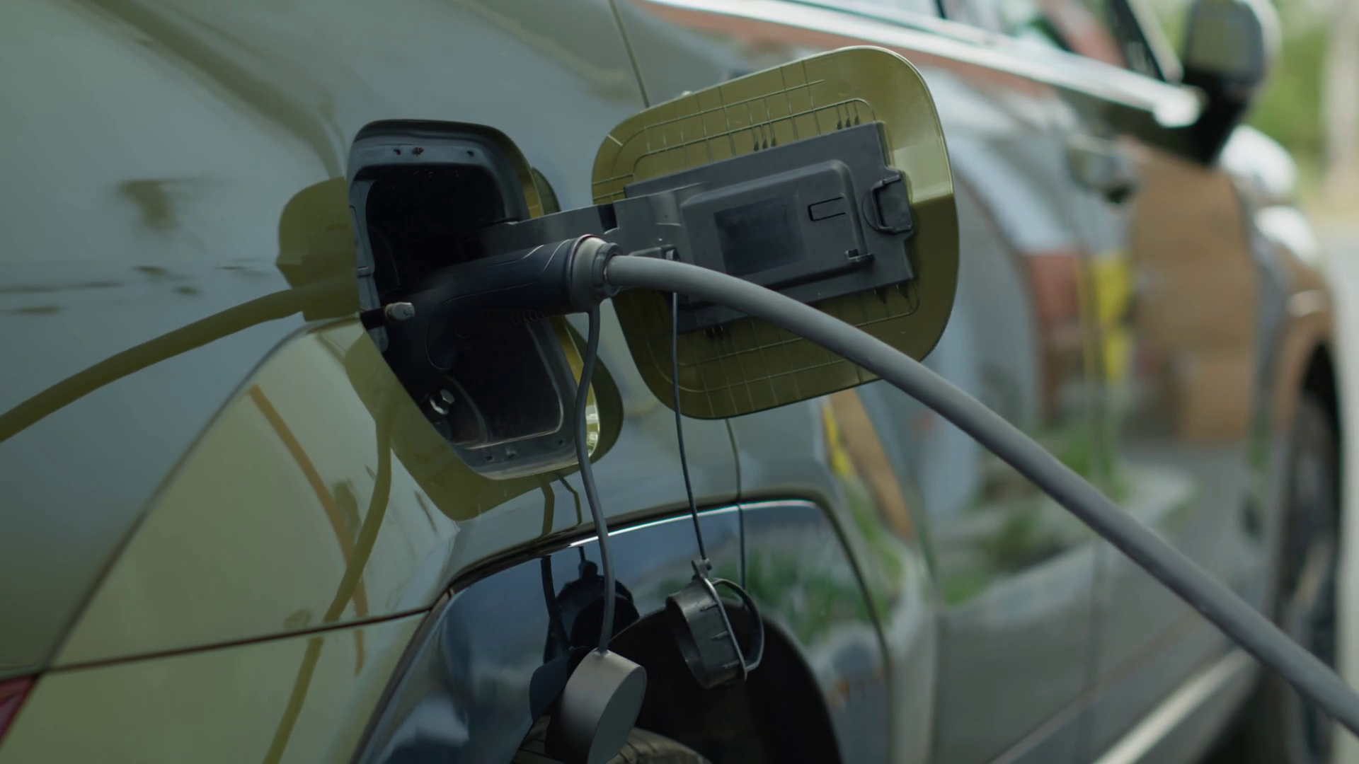 Close Up Shot Of Ev Plug Connected To Stock Footage SBV-352676628 ...