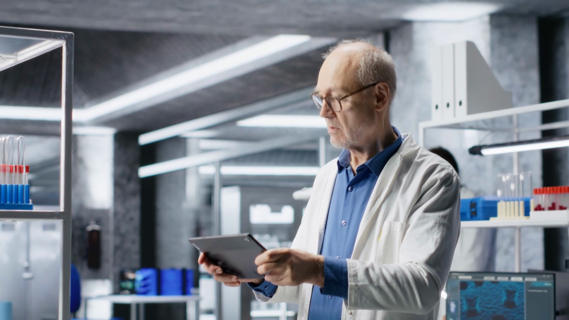 Male Researcher Focuses On Experiment Data Stock Footage SBV-352913066 ...