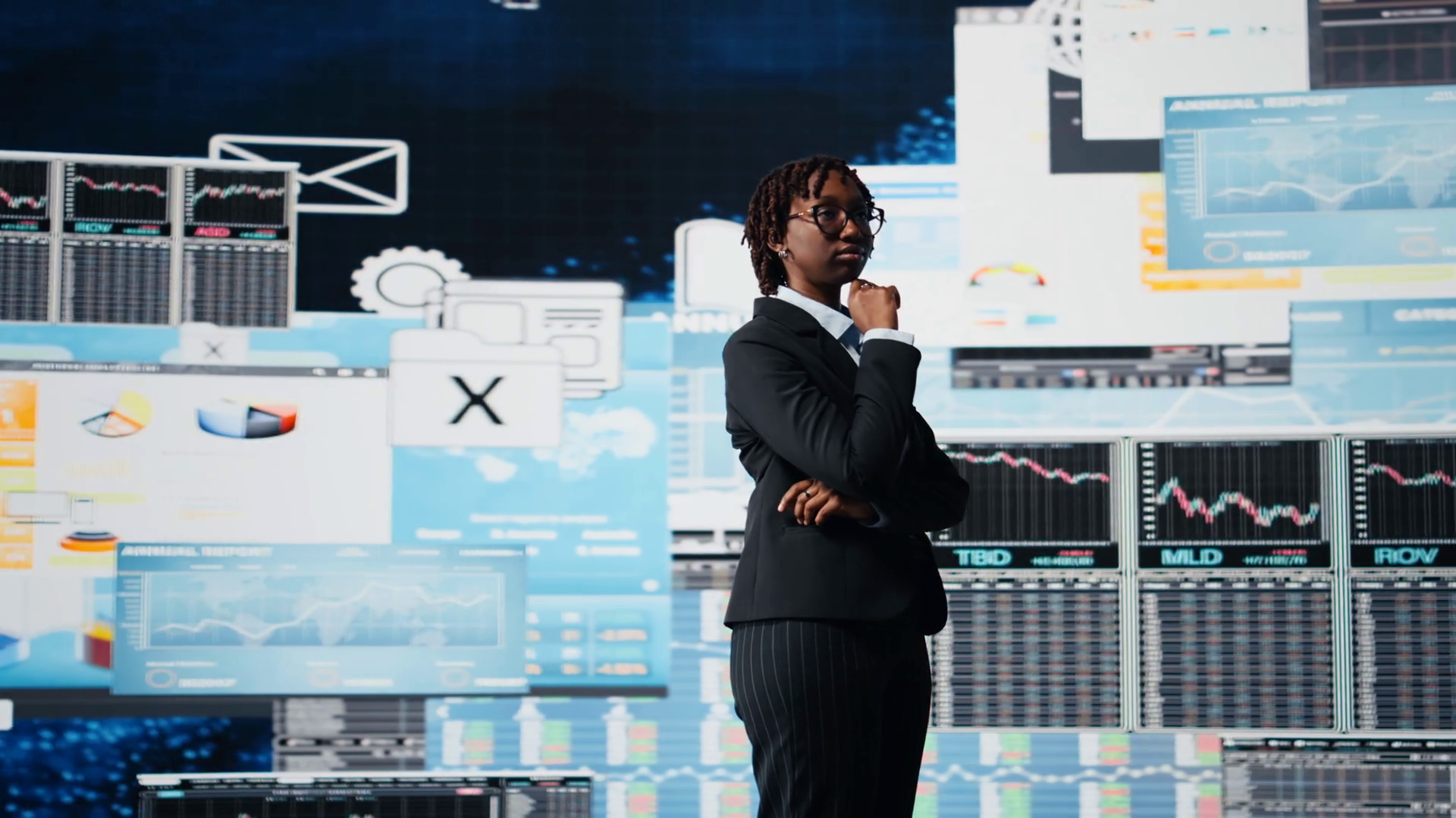Business Manager Looking At Graphs On Stock Footage SBV-352942164 ...