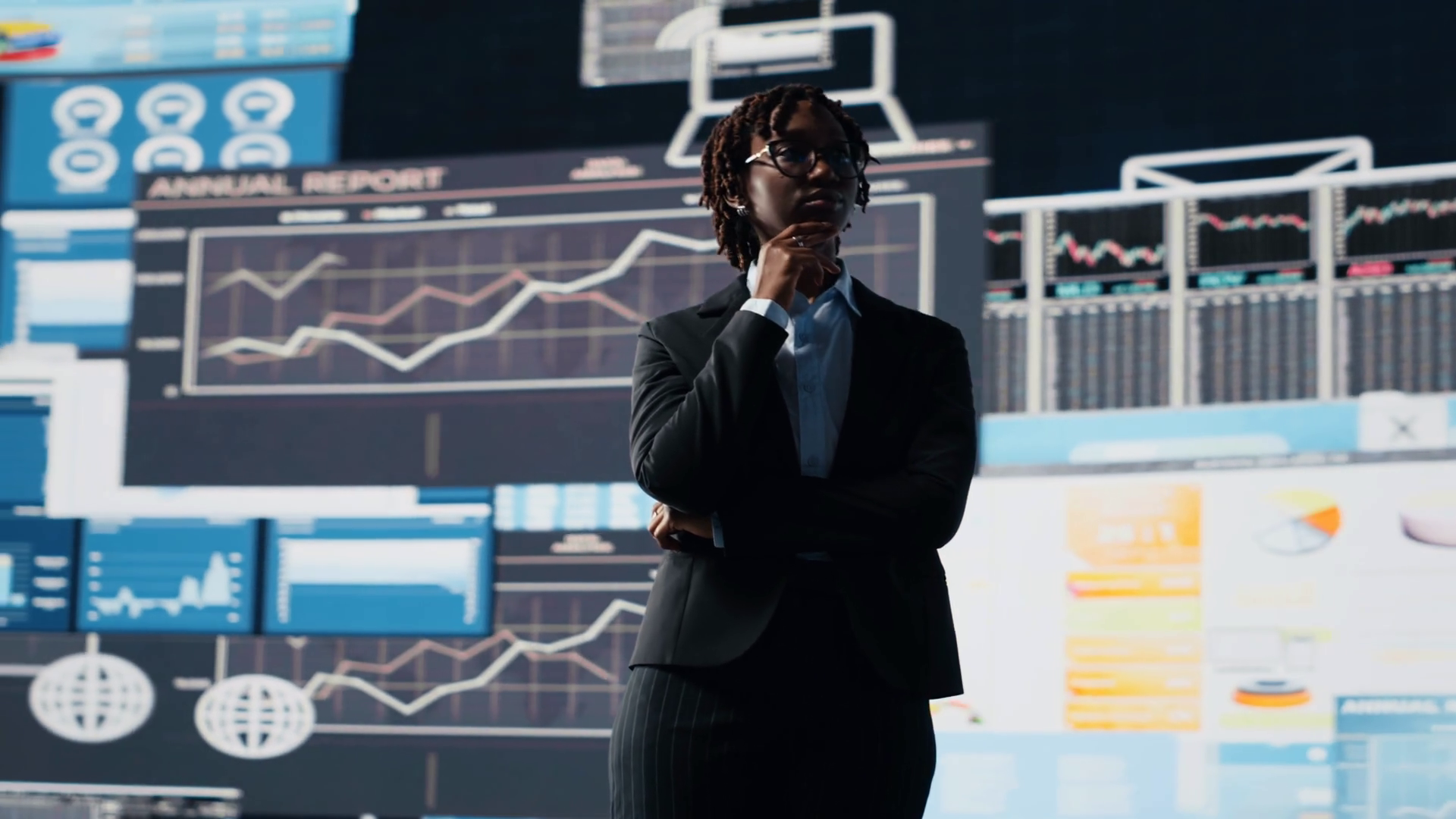 Business Manager Looking At Graphs On Stock Footage SBV-352941532 ...