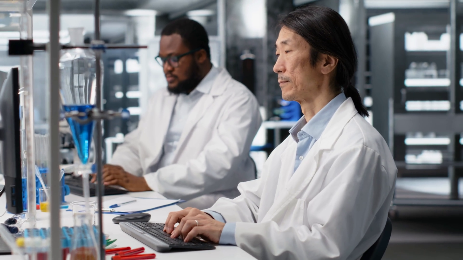 Smiling Asian Laboratory Researcher Using Stock Footage SBV-353106014 ...