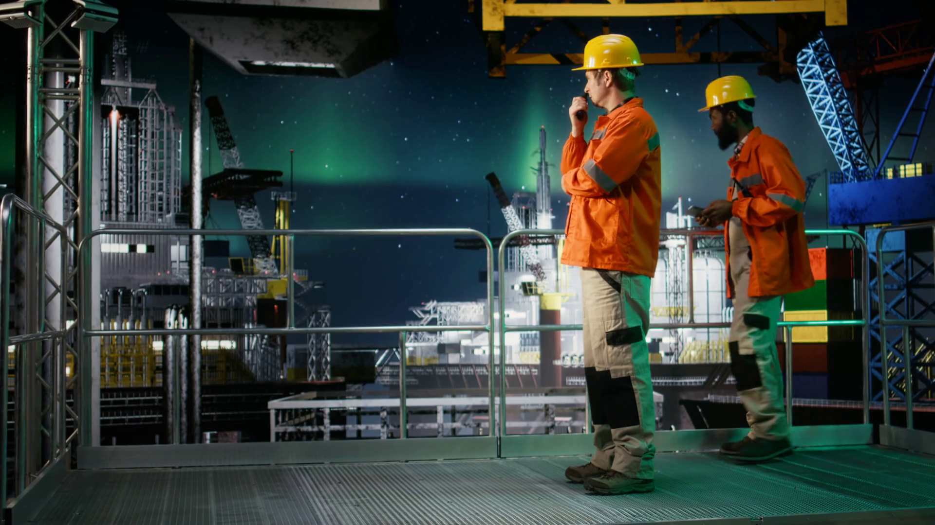 Environmental Officers On Oil Rig Platform Stock Footage SBV-353432881 ...