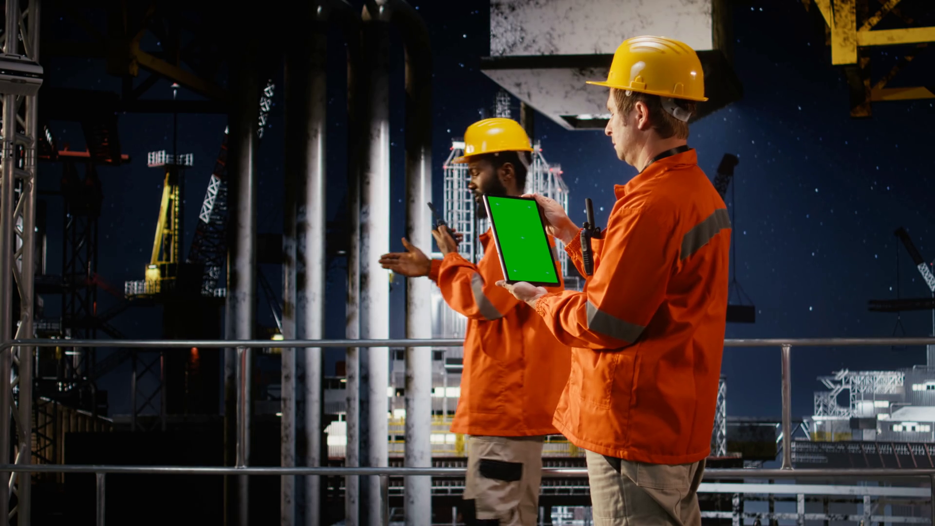 Vertical Green Screen With Staff Overseeing Stock Footage SBV-353426232 ...