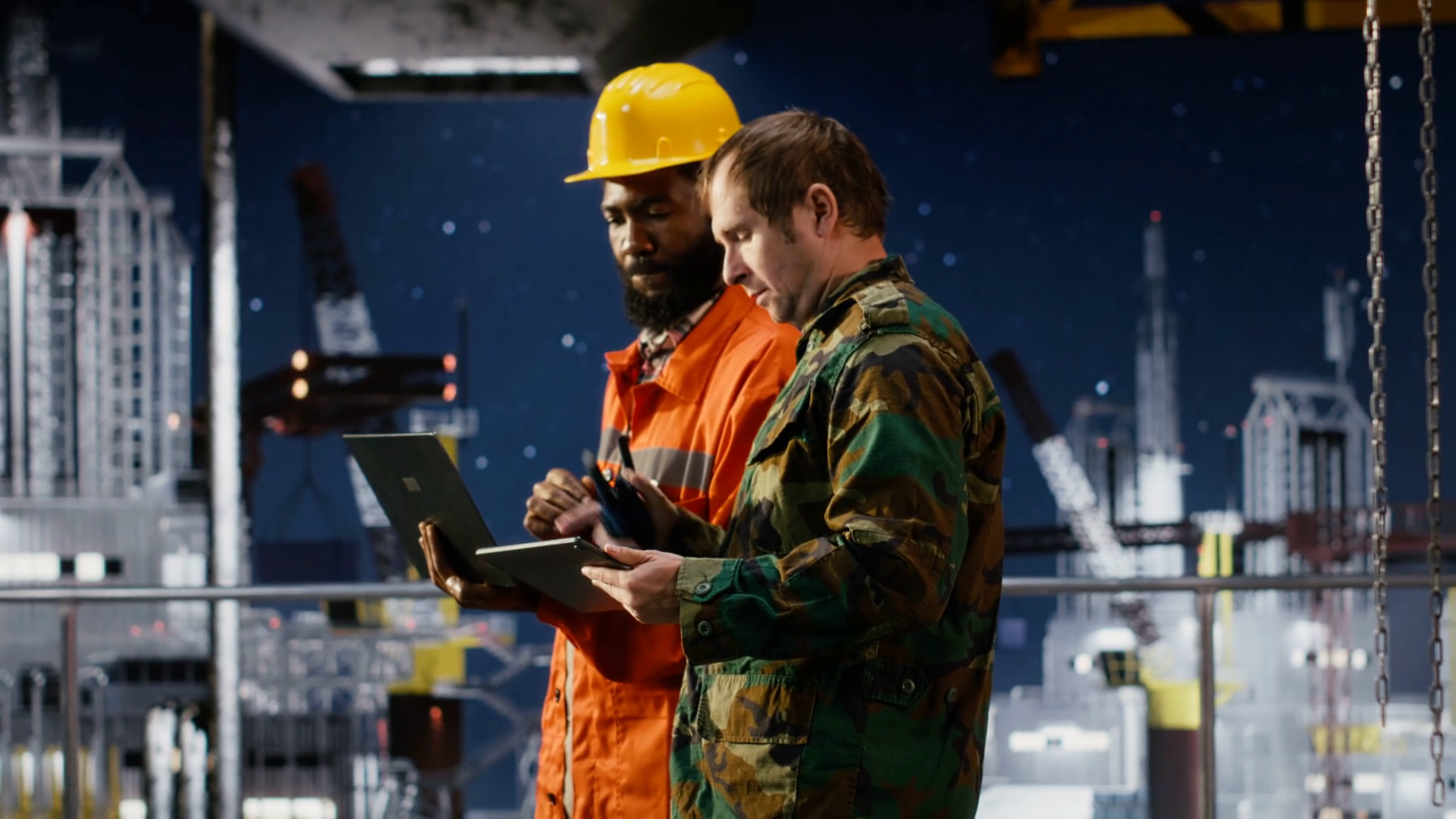 Naval Officer Engineer Using Walkie Talkie Stock Footage SBV-353349455 ...