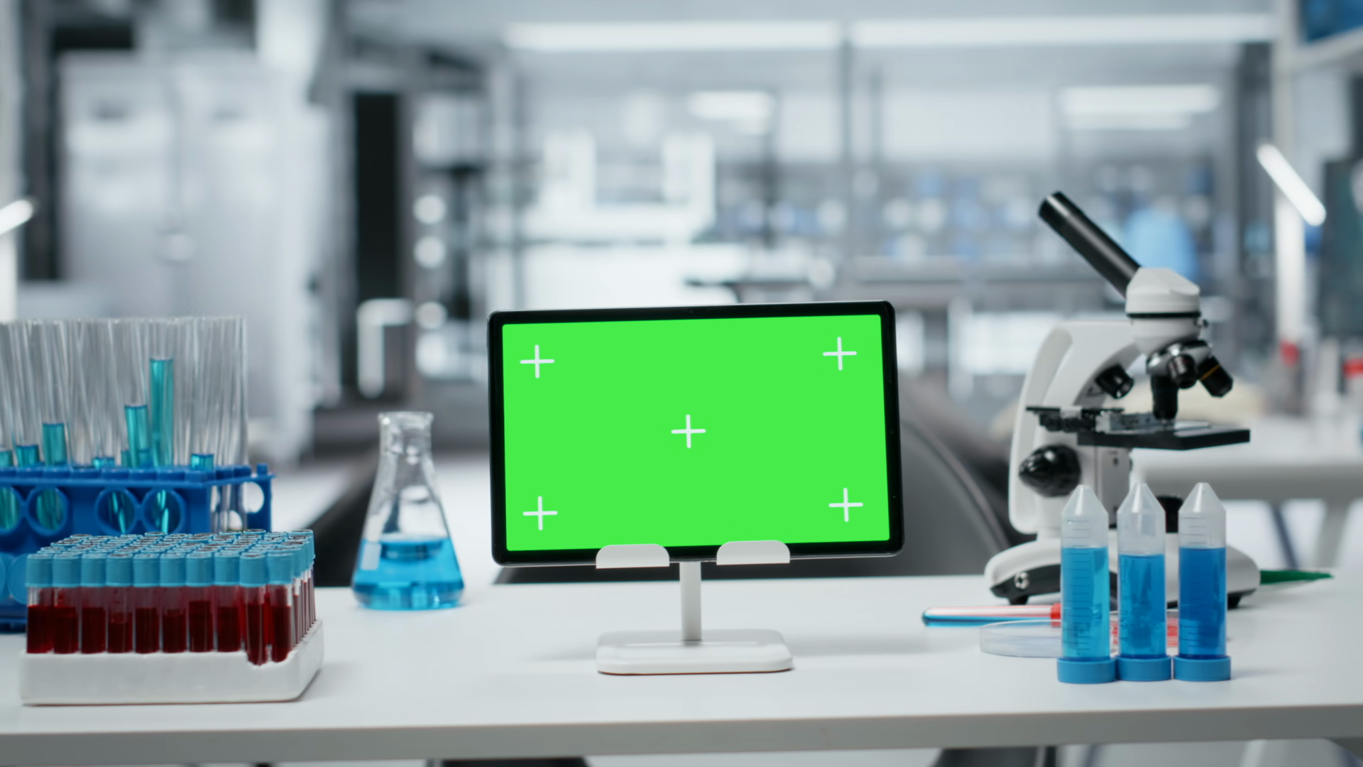 Close Up Of Green Screen Tablet On Workbench Stock Footage SBV ...