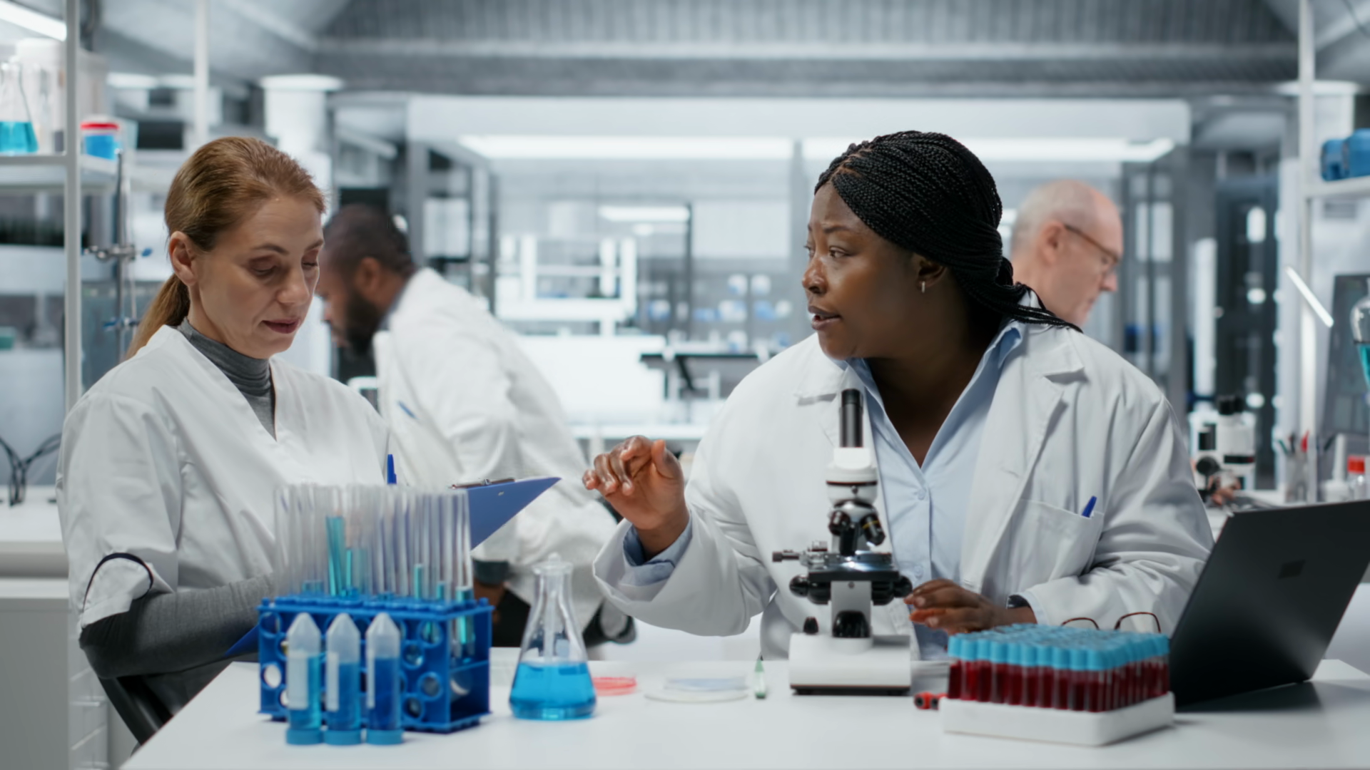 Biologist Analyzes Cellular Samples On Stock Footage SBV-353688069 ...
