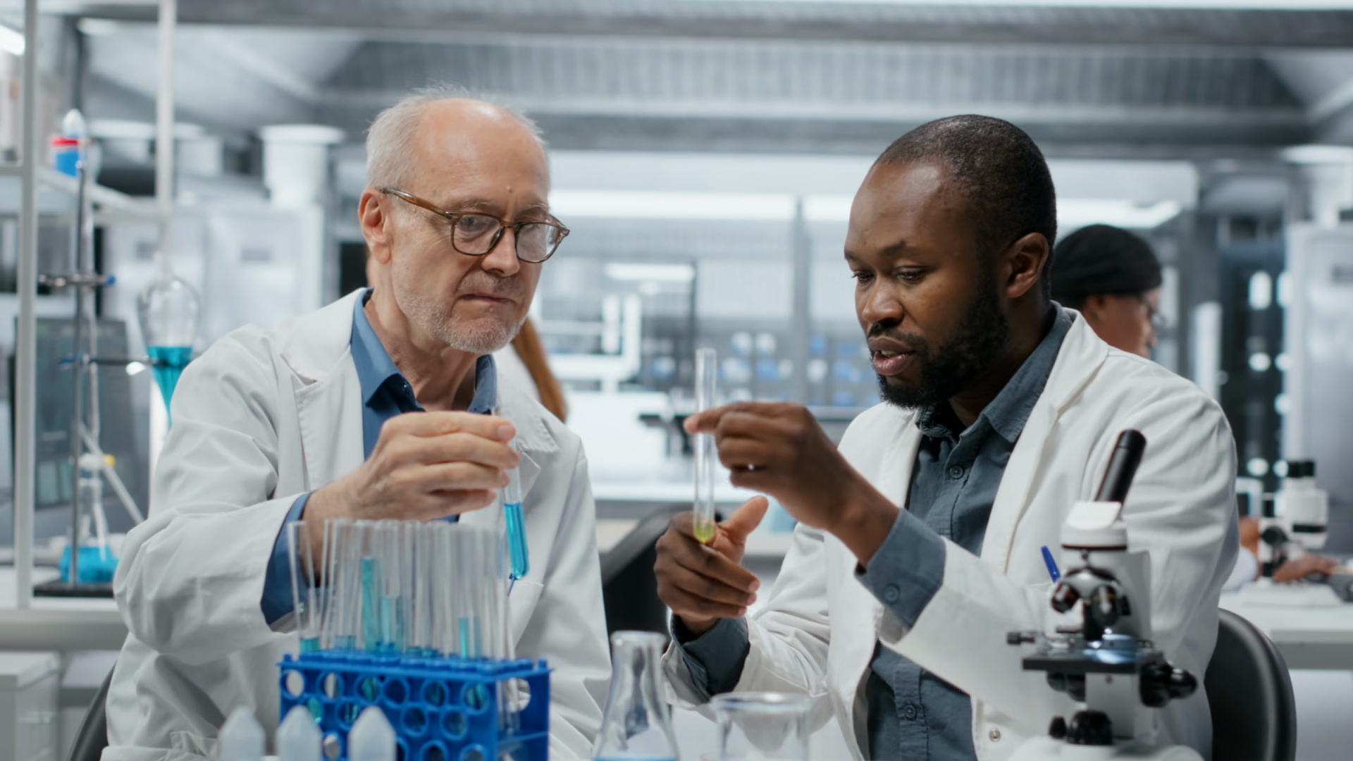 Teamworking Molecular Biologists In Lab Stock Footage SBV-353667885 ...