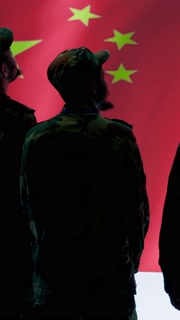 Vertical Video Cybersecurity specialist in Chinese military command post analyzes data to inflict fear of communism regime. Fake news and