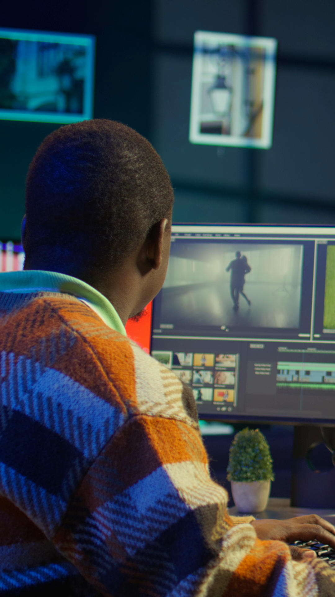 Vertical Video Video Editor Working On Stock Footage SBV-353459925 ...