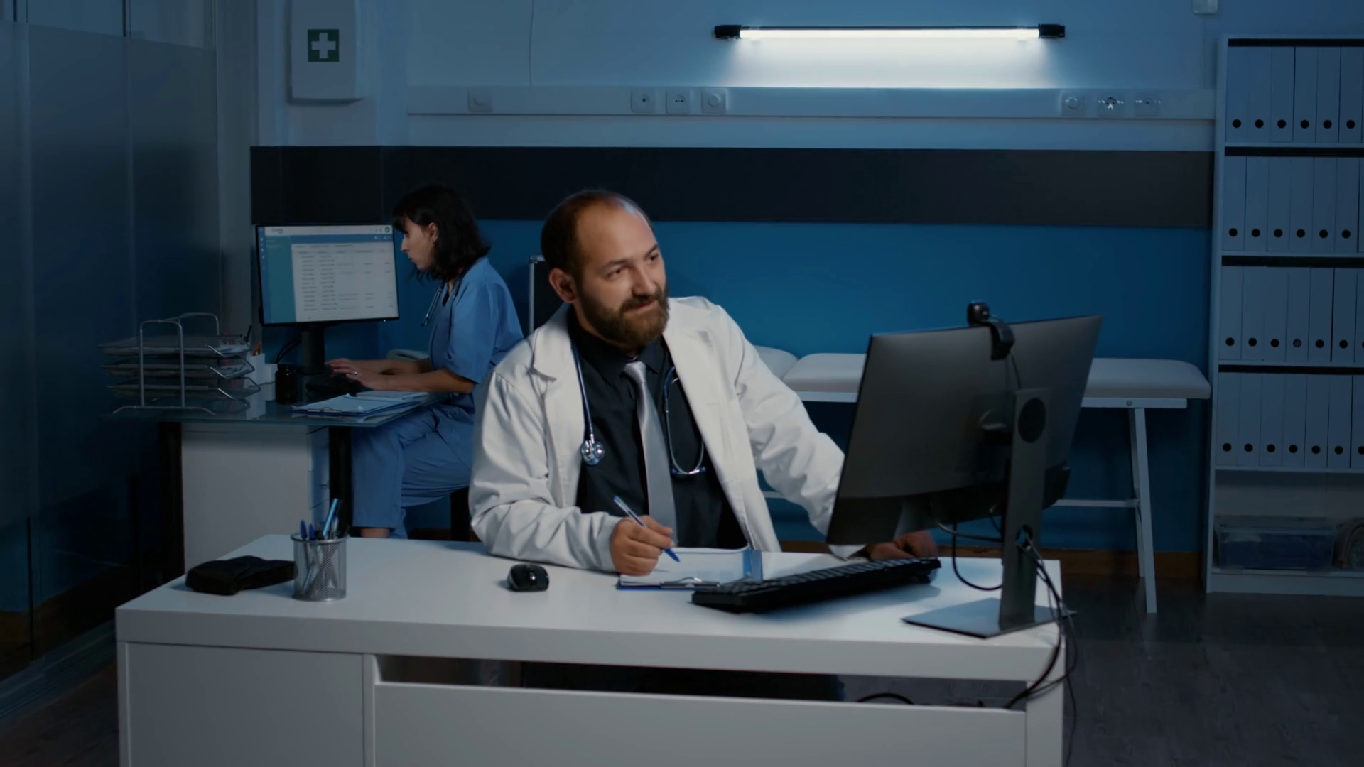 Specialist Doctor Talking With Remote Medic Stock Footage SBV347365979