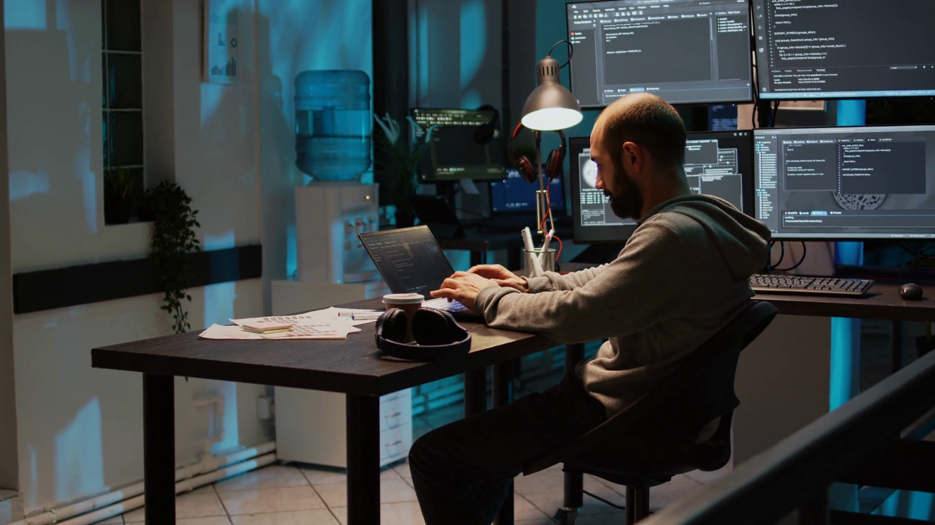 Male Developer Enjoying Programming Success Stock Footage SBV-347367149 ...