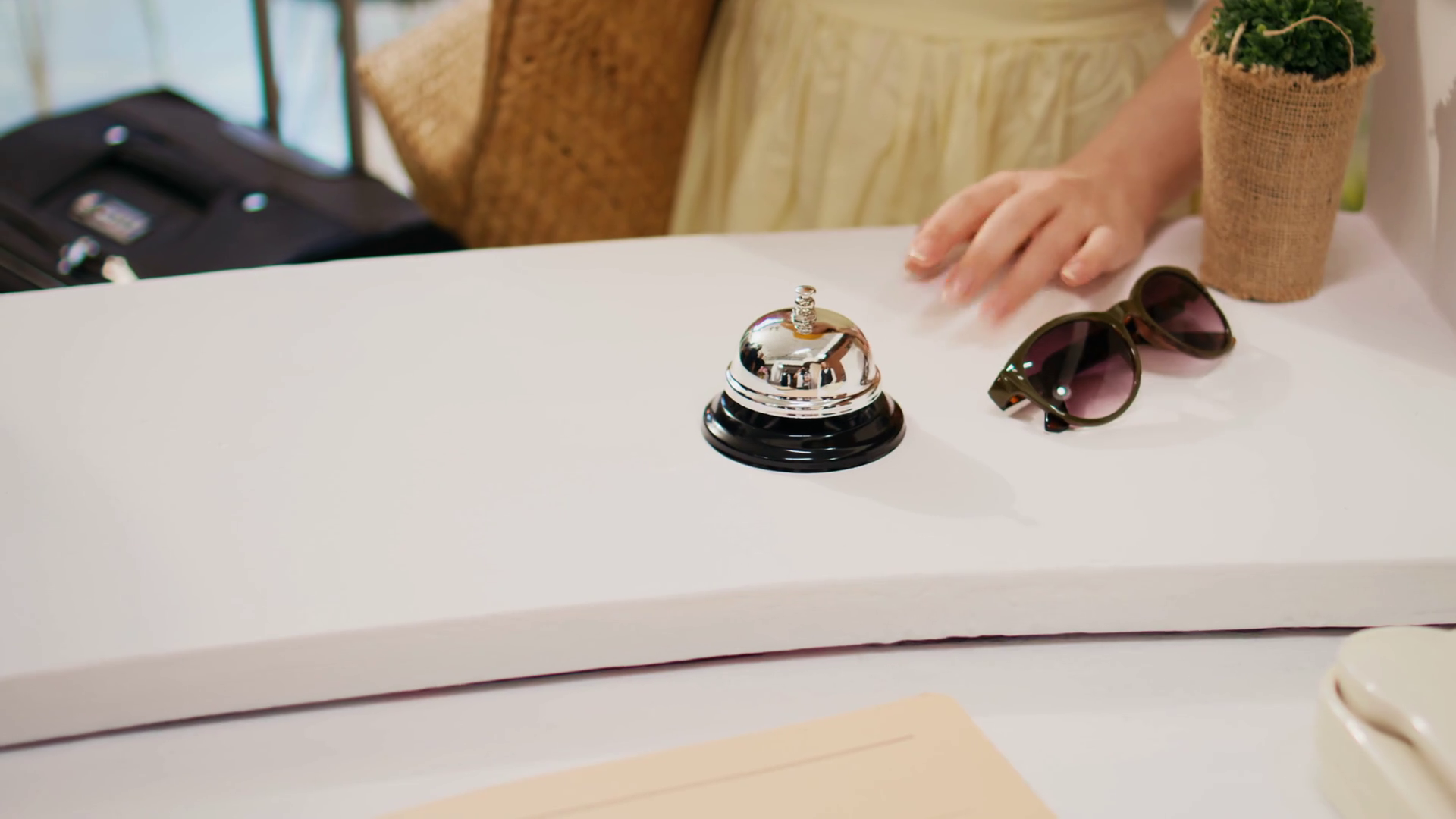 Impatient Hotel Guest Using Service Bell At Stock Footage SBV-347705030 ...