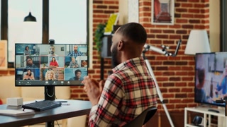 Teleworking employee in video conference