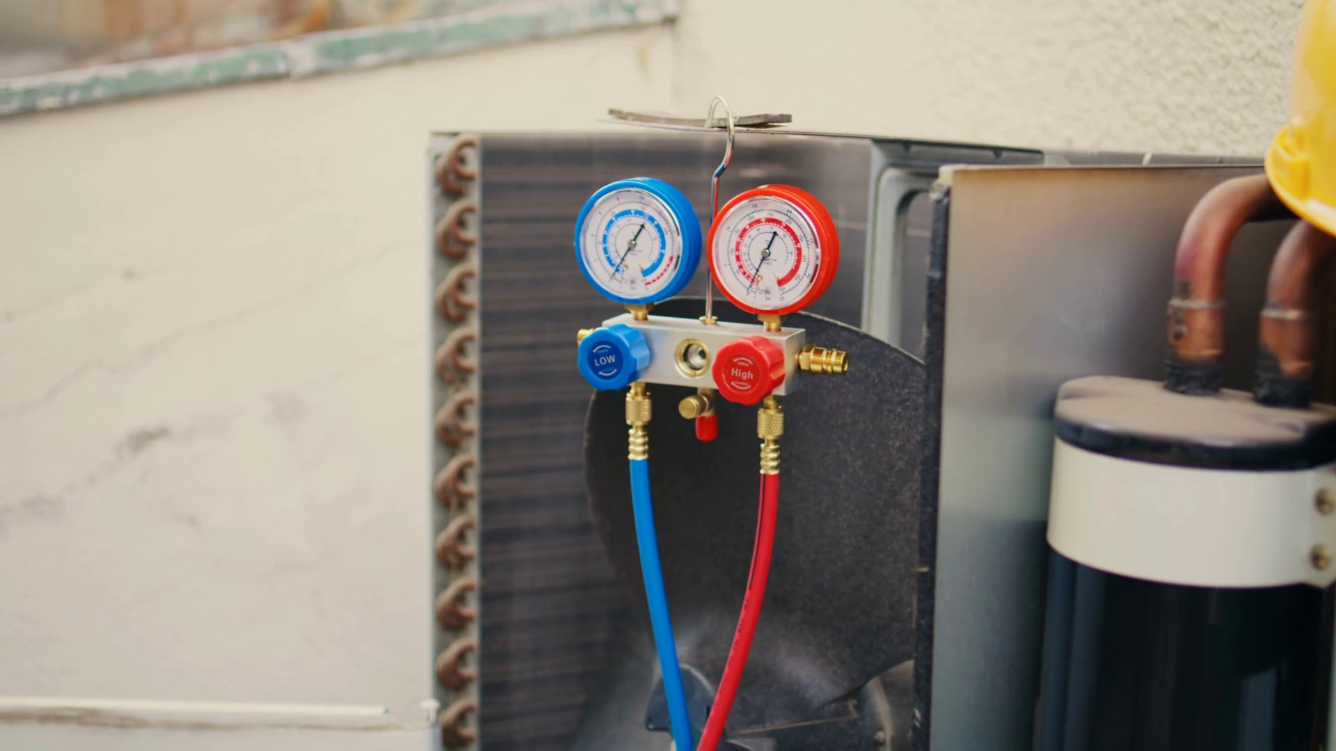 Close Up Of Ac Gauges Vacuum Pump Used Stock Footage SBV347826632