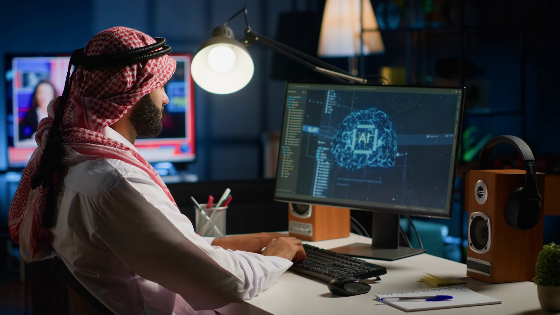 Man In Home Office Typing On Keyboard Stock Footage SBV-348648100 ...