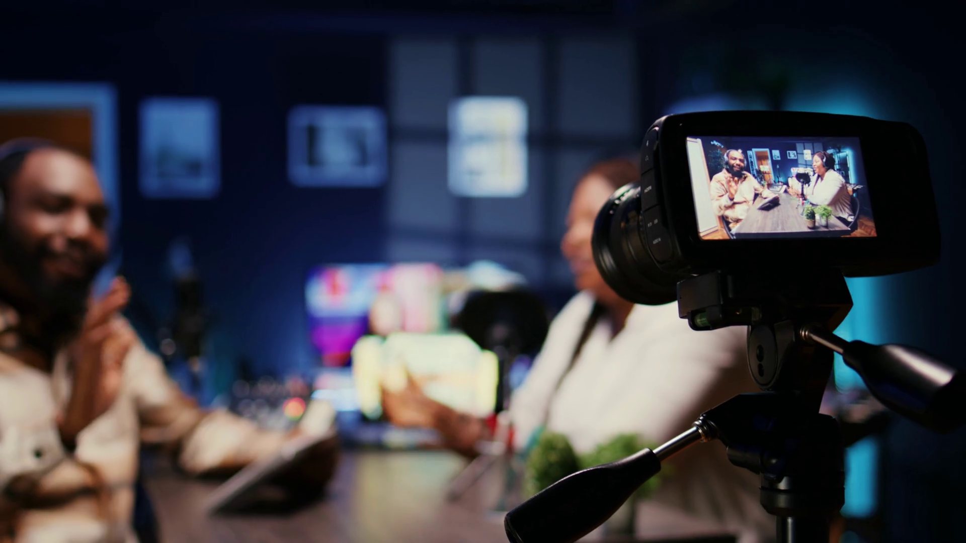 Focus On Camera Recording Man On Podcast In Stock Footage SBV-348765333 ...