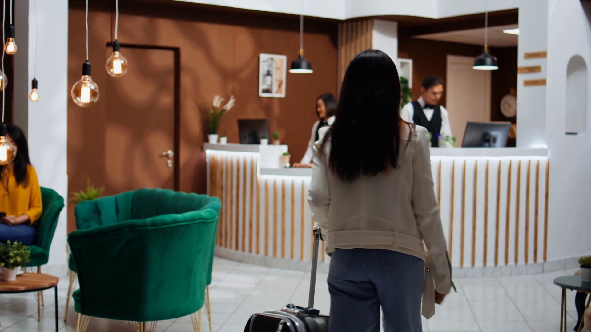 Tourist Entering Hotel Reception To Go Stock Footage SBV-348796512 ...