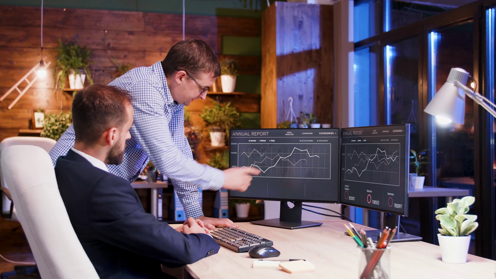 Business Team Working Late At Office Looking Stock Footage SBV