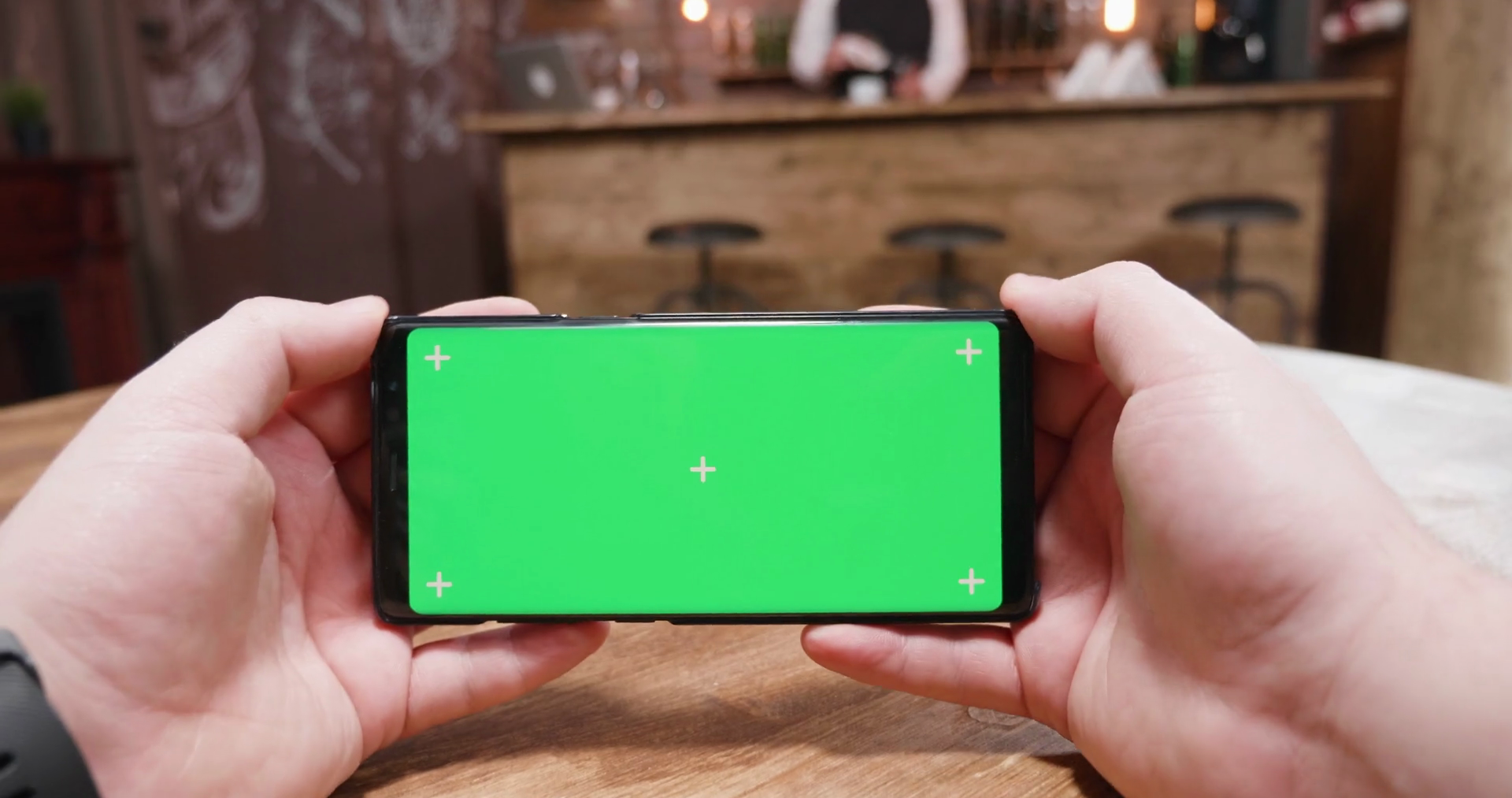 Handheld Shot Of Guy Holding Green Screen Stock Footage SBV332856153