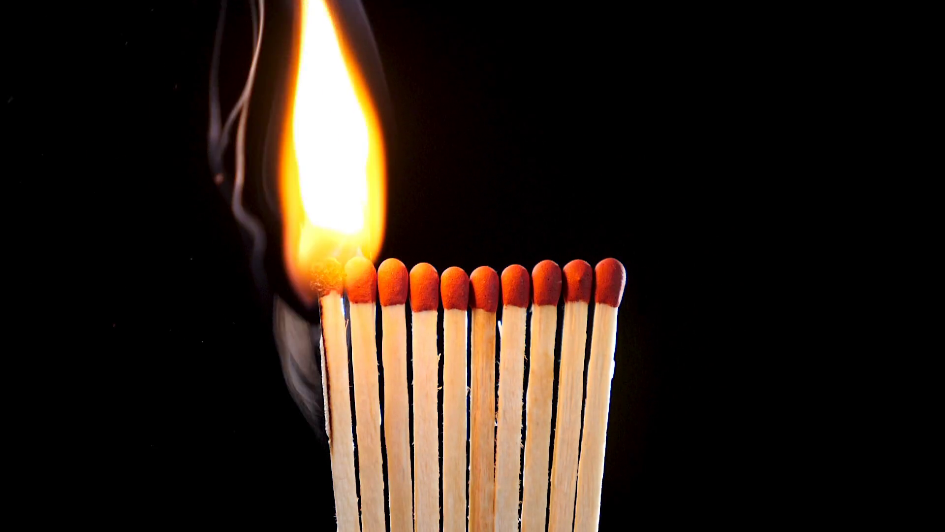 Matches Light Up In Series On Black Stock Footage SBV327133377