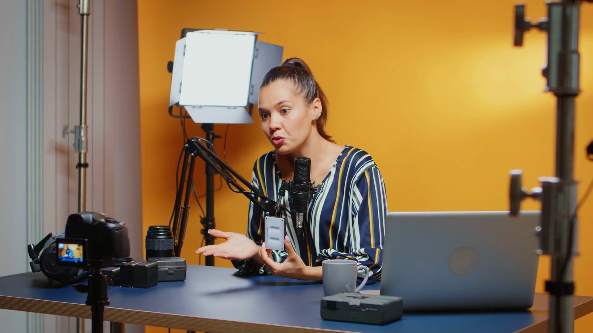 Social Media Influencer Doing Mini Led Light Stock Footage SBV