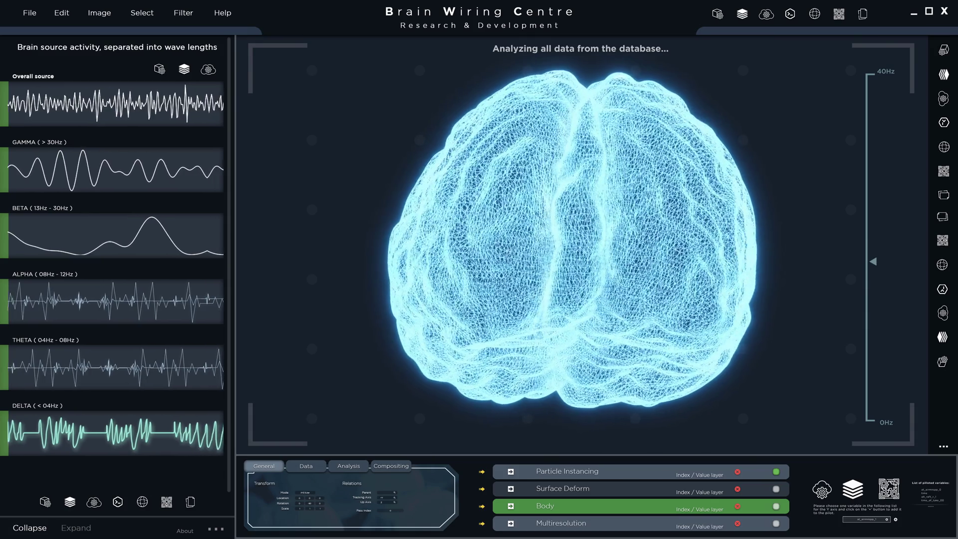 User app interface of human brain scan on futuristic HUD Motion ...