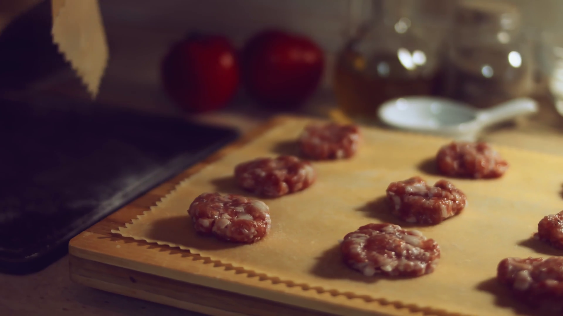 Closeup Of Woman's Hands Covering Meat Stock Footage SBV347565487